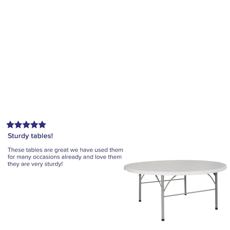 6-Foot Round Bi-Fold Plastic Event Folding Table with Handle 5