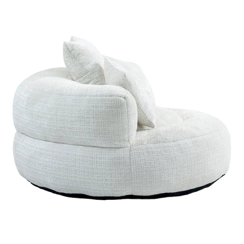 Chenille High Back Lazy Sofa with 3 Pillows and Oversized Bean Bag Chair 21