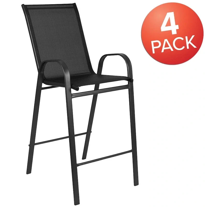 4 Pack Outdoor Barstools with Flex Comfort Material - Patio Stool 5