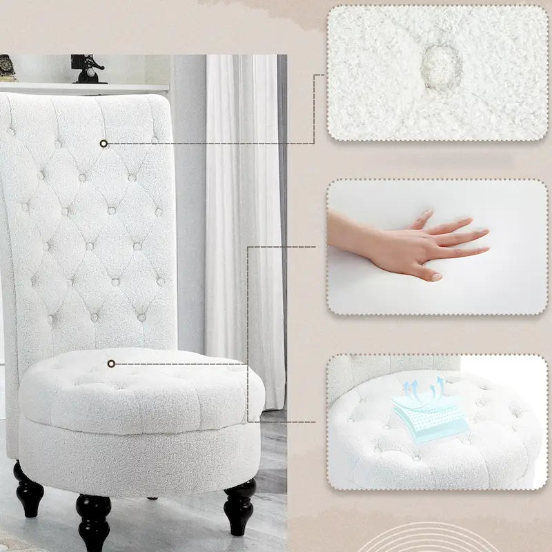 AVAWING Set of 2 Throne Royal Chair Thick Padding and Rubberwood Legs 23