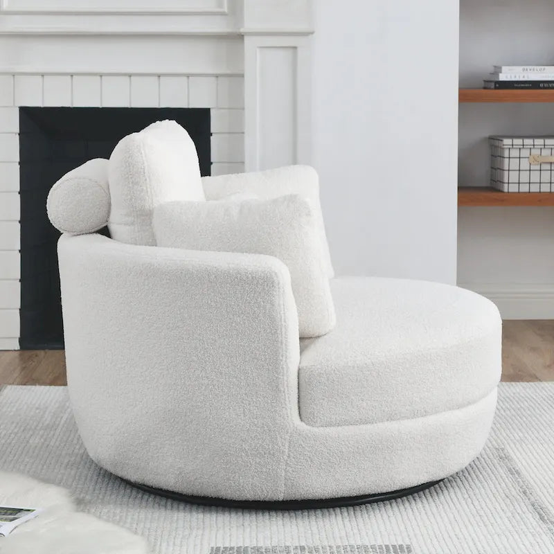 Oversized Swivel Cuddle Barrel Chair with moon storage ottoman 39