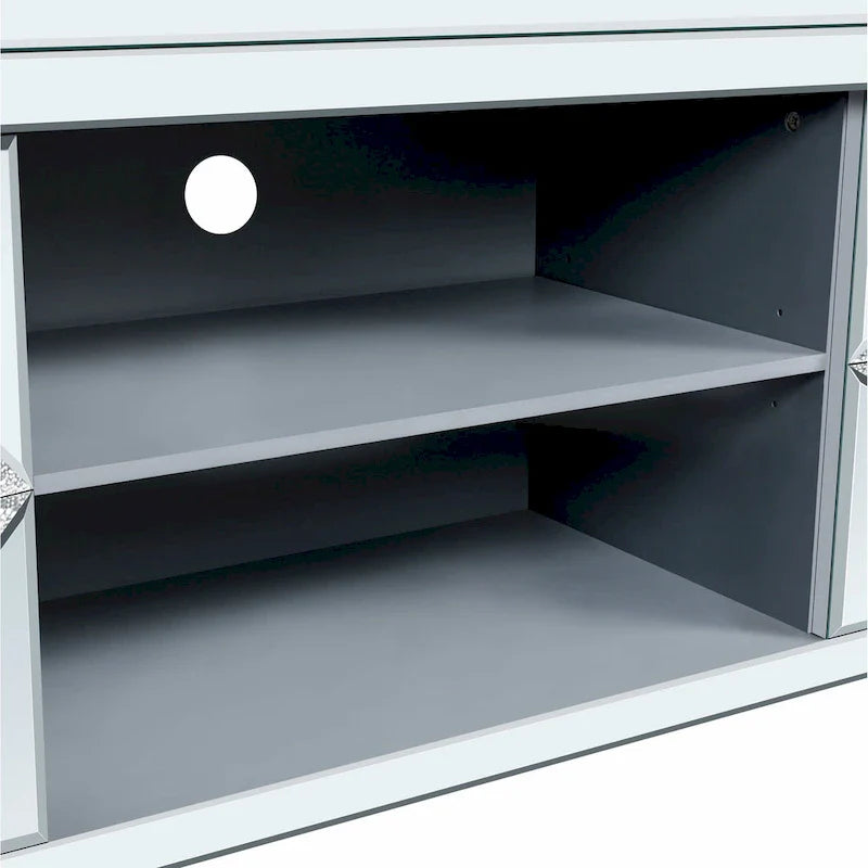 59 TV Stand with Diamond-Shaped Mirror Doors and Storage for TVs Up to 65 16