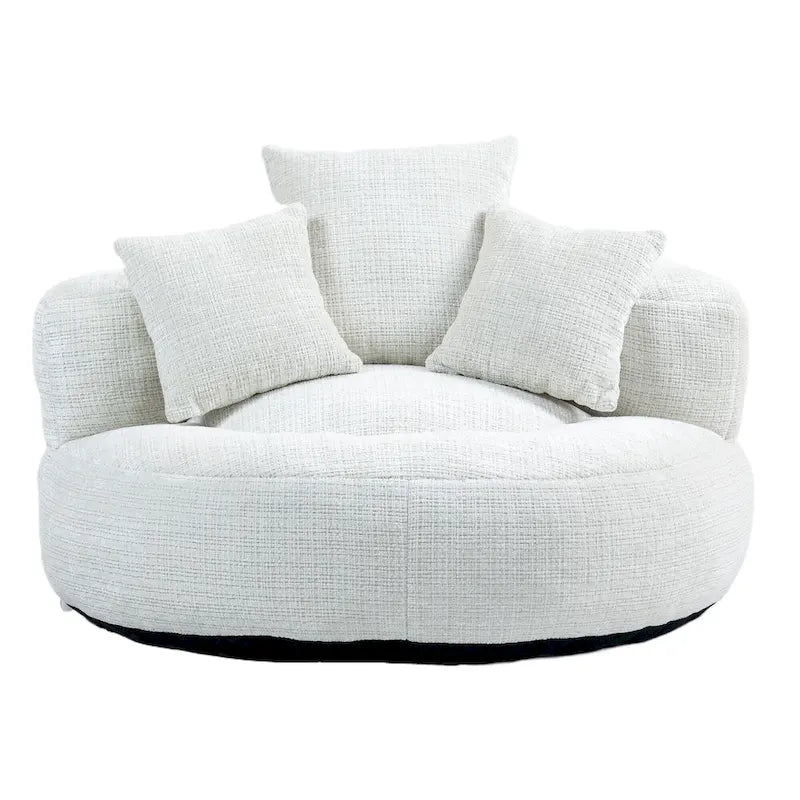 Chenille High Back Lazy Sofa with 3 Pillows and Oversized Bean Bag Chair 24