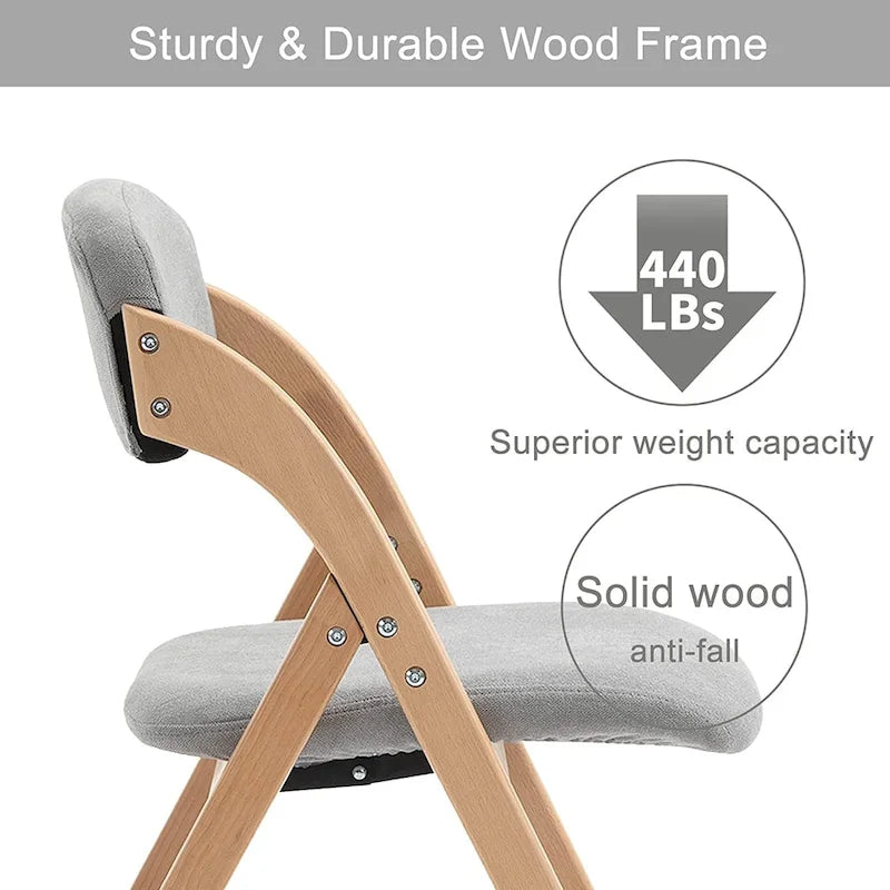 Wooden Stackable Dining Folding Chairs with Padded Seats(Set of 4) 13
