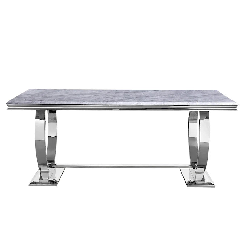 Modern Dining Room Table with Stainless Steel Metal U-Base 19