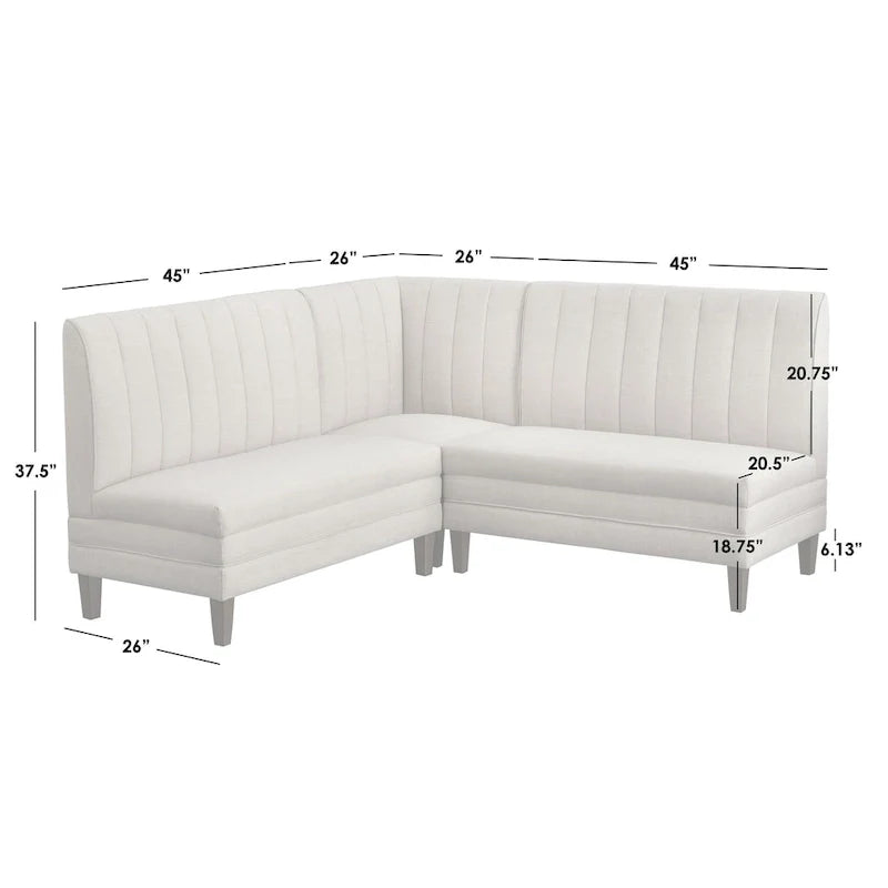 Lifestorey Kerrington 3-Piece Channel Back Upholstered Banquette Set 18