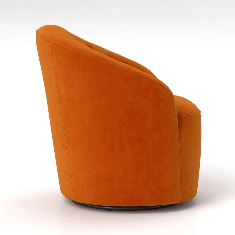 Velvet Upholstered 360 Degree Swivel Barrel Chair with Button Tufted Back 11