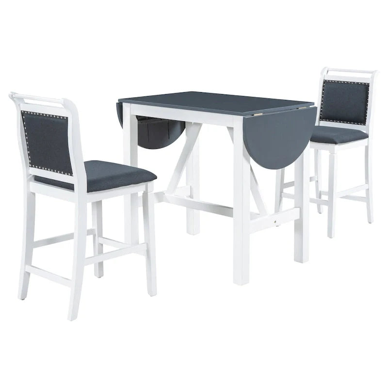 Set da 3 Pezzi Tavolo da Pranzo a Foglia Cadente a Altezza Bancone in Legno 8