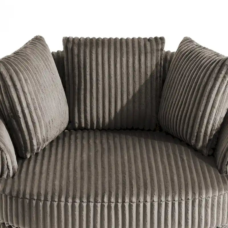 DREAMSIDEA 2 Set Recessed Arm Slipcovered Swivel Barrel Chair 37
