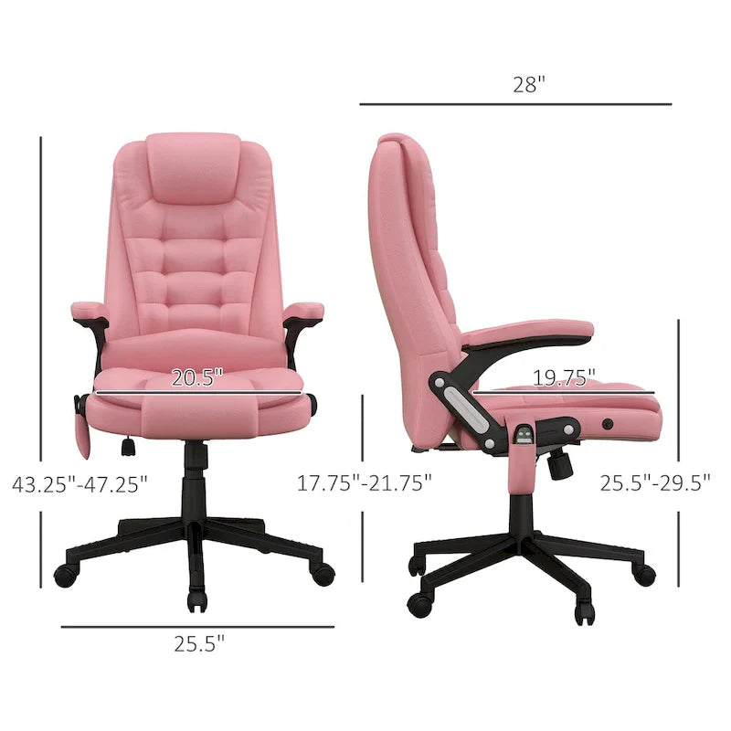HOMCOM High Back Vibration Massage Office Chair with 6 Vibration Points, Heated Reclining PU Leather Computer Chair 4