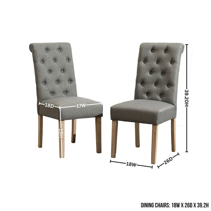 5 Piece Dining Table Set, Wooden Kitchen Furniture Set, Round Table with Cross-Buck Pedestal Base and 4 Tufted Chairs 29