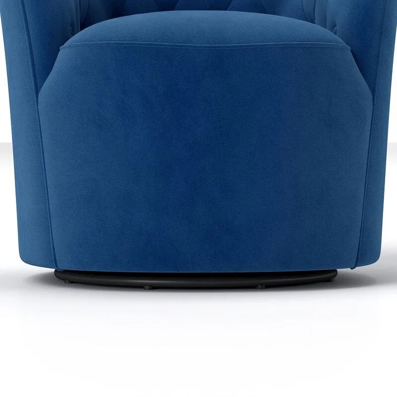 Velvet Upholstered 360 Degree Swivel Barrel Chair with Button Tufted Back 26