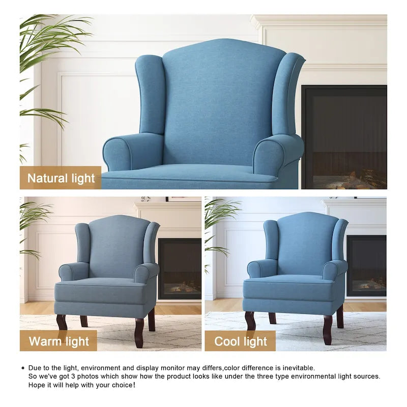 2 Set Traditional Wingback Accent Chairs Upholstered Armchair 13