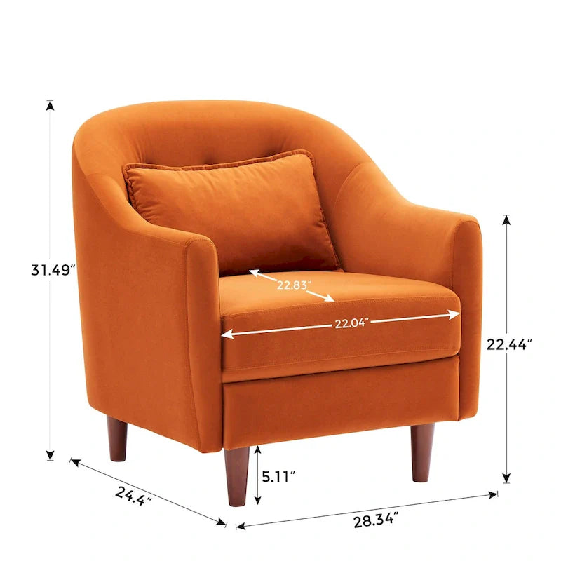 28.34W Set Of 2 Accent Armchair, Velvet Barrel Chair with Solid Wood Legs 17