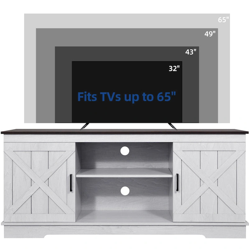 Farmhouse TV Stand for 65 Inch TV Media Console Entertainment Center Rustic Barn Doors 20
