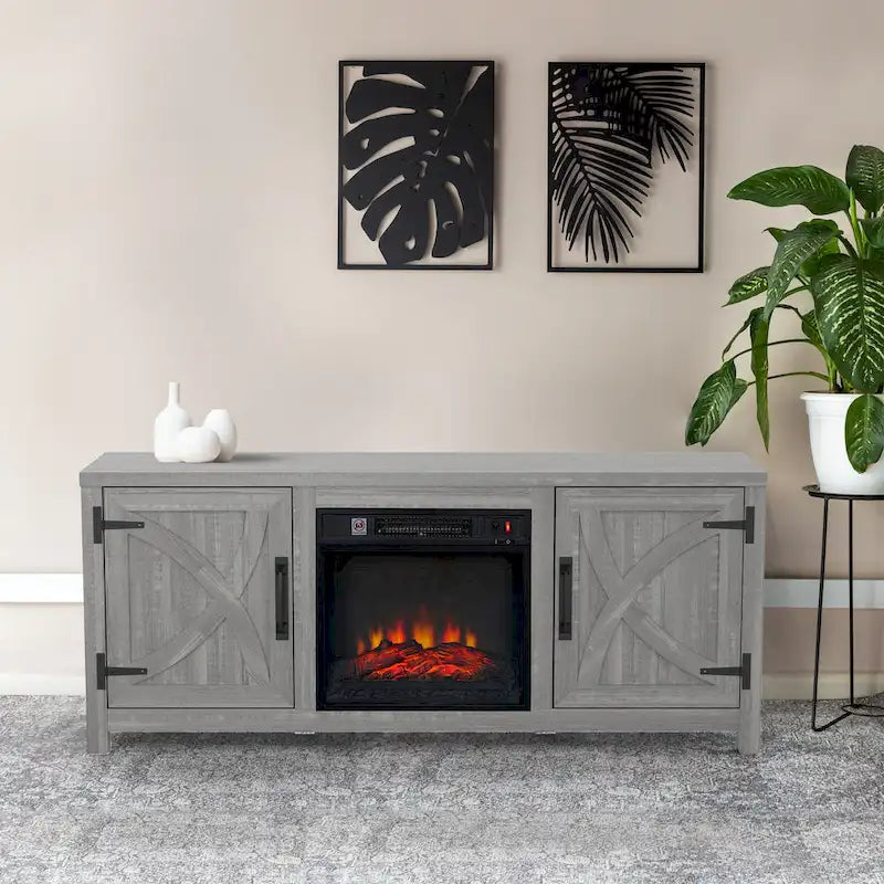 58 Farmhouse Electric Fireplace TV Stands Console Table for TV's up to 65 29