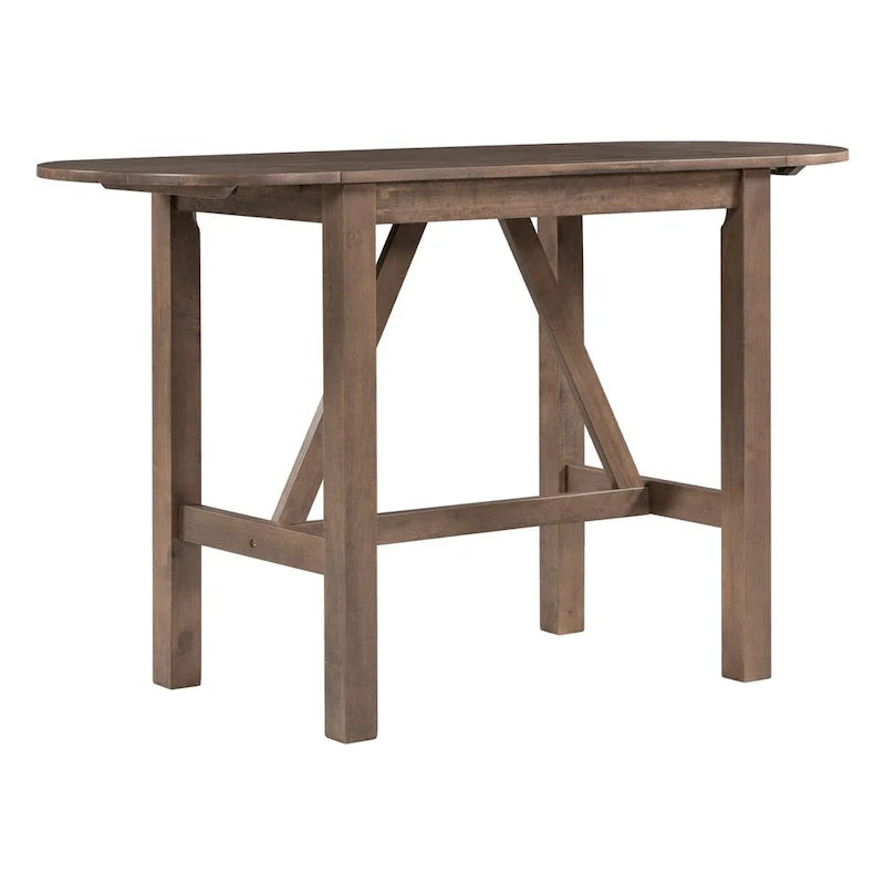 Set da 3 Pezzi Tavolo da Pranzo a Foglia Cadente a Altezza Bancone in Legno 16