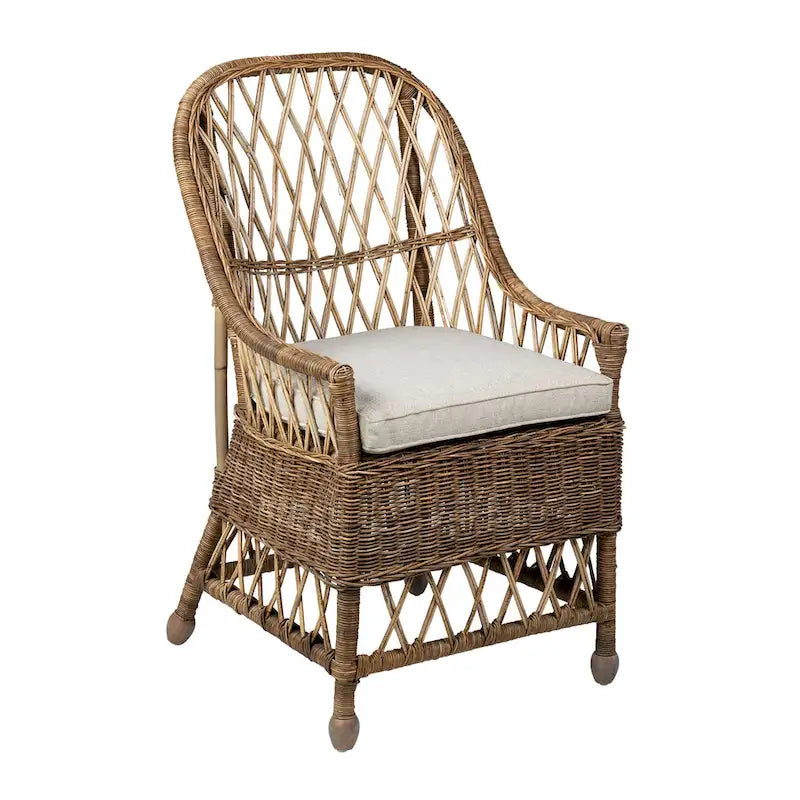 Bayside Curvilinear Rattan Cushioned Dining Chair by East at Main - 22x23x39 3