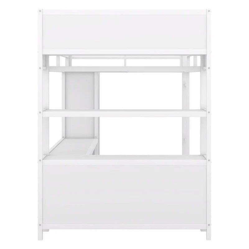 Letto a soppalco in metallo Off-White con scrivania e armadio - Matrimoniale 13