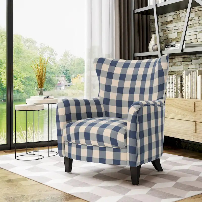 Modern Retro 30.25 High Back Upholstered Arm Chair with Wood Legs for Living Room 6