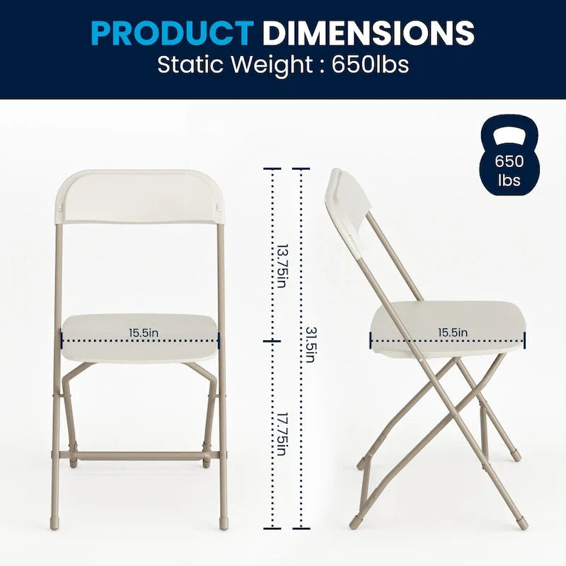 Plastic Folding Chair - 10 Pack 650LB Weight Capacity - Event Chair 19