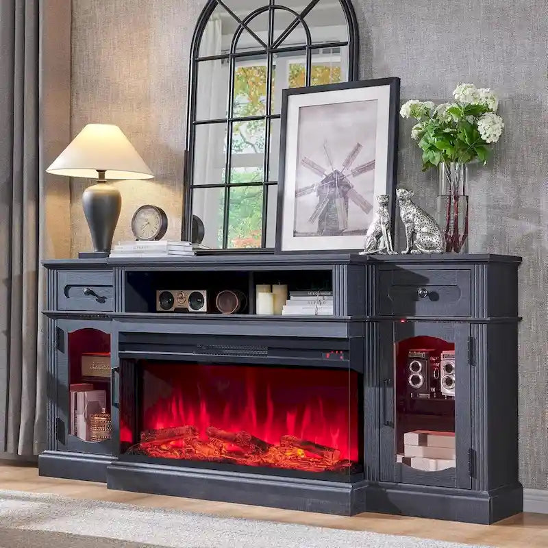 Farmhouse Electric Fireplace TV Stands up to 80, Entertainment Center 5