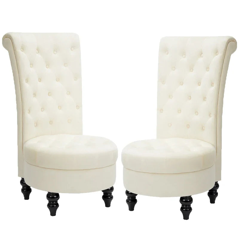 AVAWING Set of 2 Throne Royal Chair Thick Padding and Rubberwood Legs 27