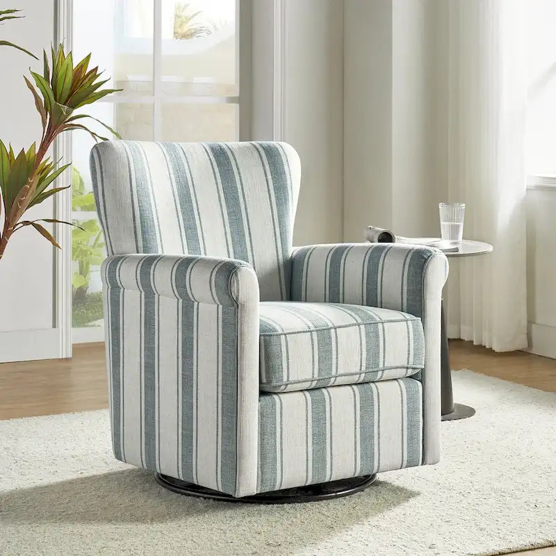 Georg Comfortable Floral Fabric Swivel Rocker Chair with Rolled Armrest by HULALA HOME 38