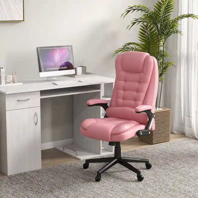 HOMCOM High Back Vibration Massage Office Chair with 6 Vibration Points, Heated Reclining PU Leather Computer Chair 2