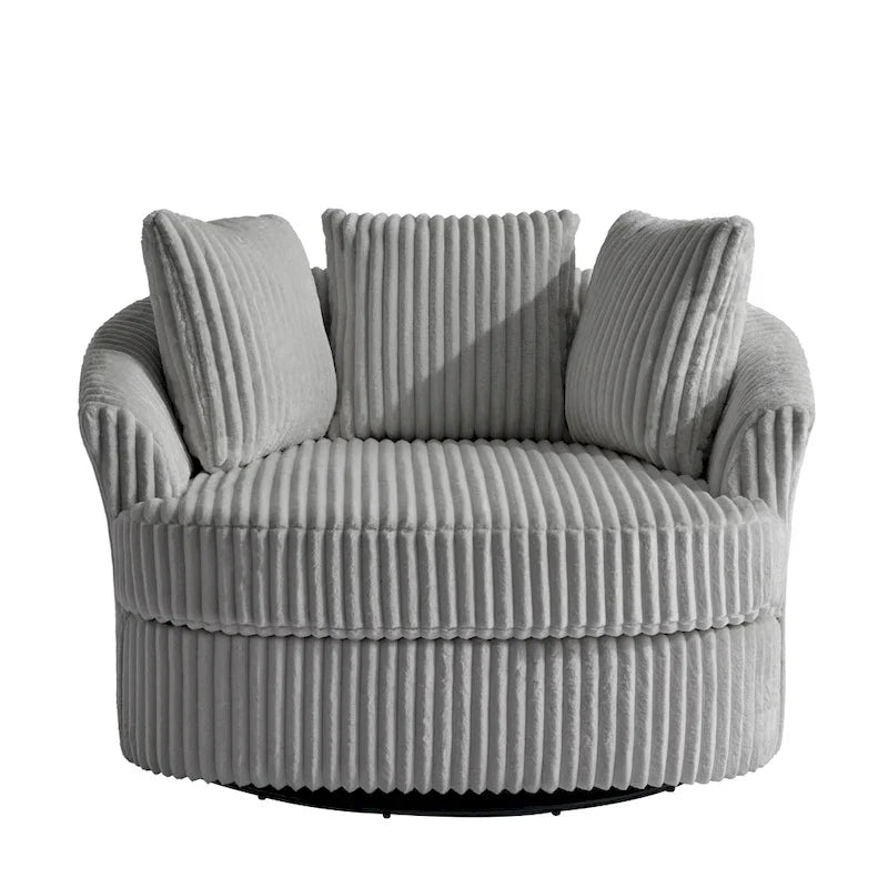 DREAMSIDEA 2 Set Recessed Arm Slipcovered Swivel Barrel Chair 23