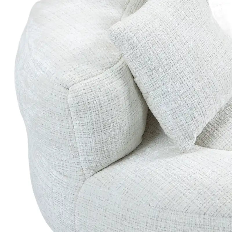 Chenille High Back Lazy Sofa with 3 Pillows and Oversized Bean Bag Chair 17