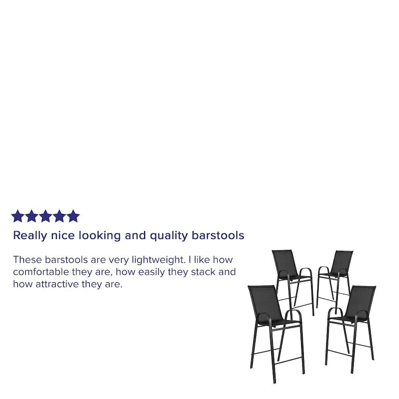 4 Pack Outdoor Barstools with Flex Comfort Material - Patio Stool 8