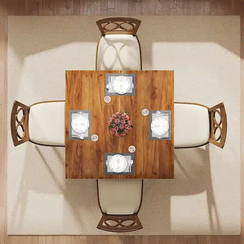 39.4 Inches Square 2-4 People Dining Table with Solid Wood Legs for Living Room Dining Room 7