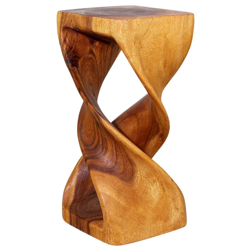 Haussmann Wood Double Twist Stool Table 12 in SQ x 26 in H Oak Oil - 12  x 12  x 26 3