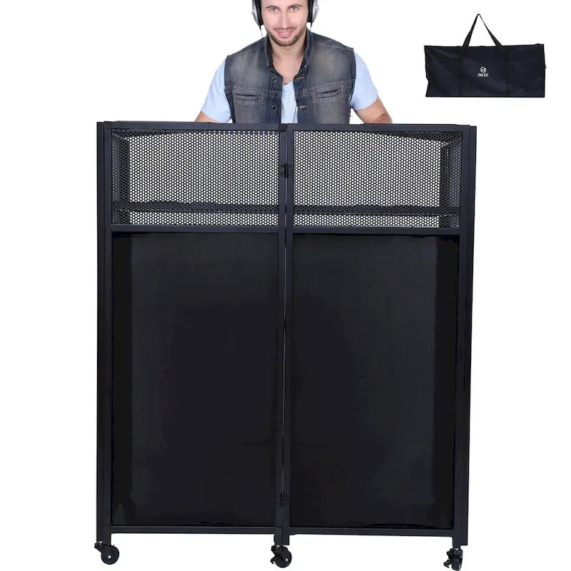 Portable DJ Booth Table Set with Integrated Lighting Scrims, Sturdy Carry Case, and Compact 40x20 inch Dimensions 9