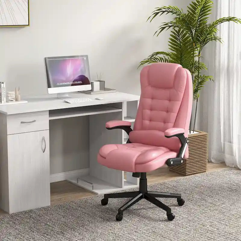 HOMCOM High Back Vibration Massage Office Chair with 6 Vibration Points, Heated Reclining PU Leather Computer Chair 1