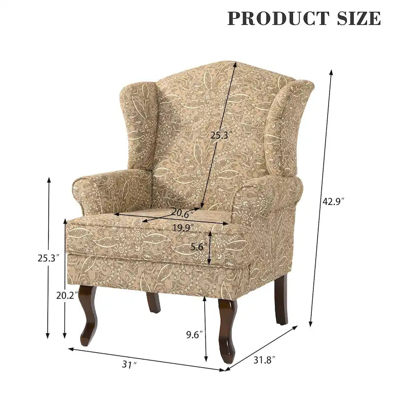 2 Set Traditional Wingback Accent Chairs Upholstered Armchair 33
