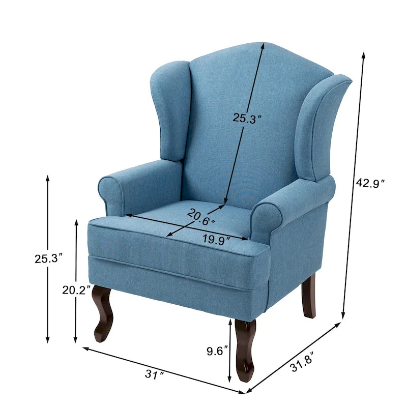 2 Set Traditional Wingback Accent Chairs Upholstered Armchair 15