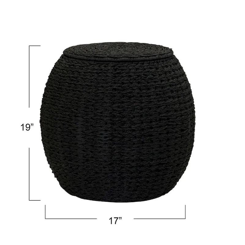 Household Essentials Handwoven Barrel Wicker Storage Basket Side Table - 17.0L x 17.0W x 19.0H 32