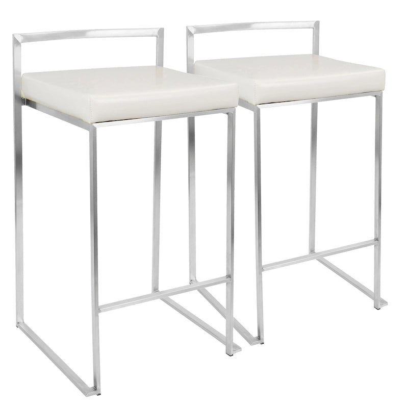 Sgabello da bancone impilabile in acciaio inossidabile completamente saldato Silver Orchid Forrest (set di 2) 6