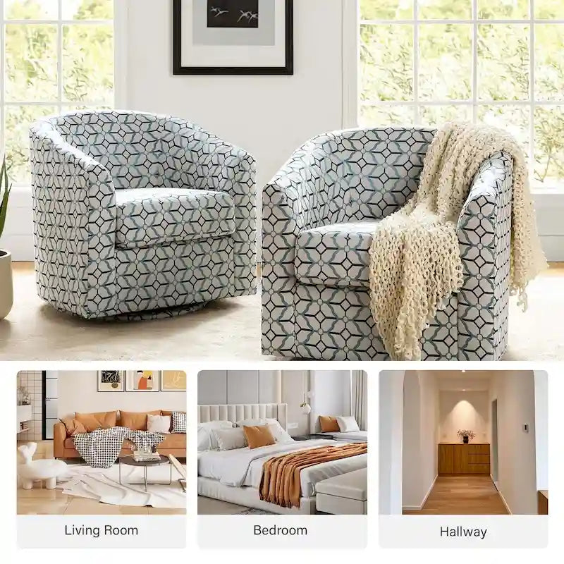 Cuenca Modern Upholstered Barrel Chair with Swivel Base 45