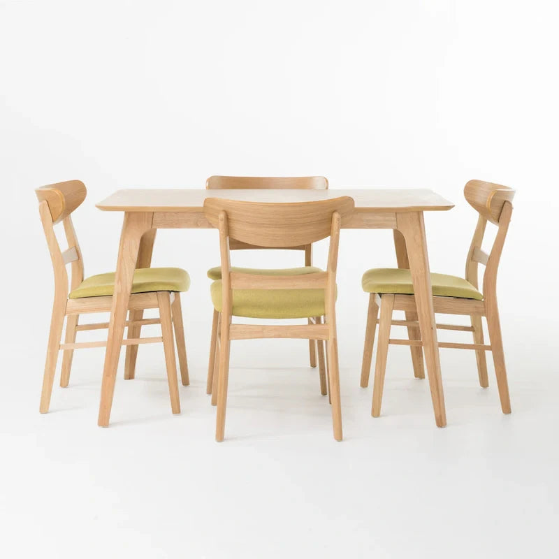 Set da pranzo rettangolare a 5 pezzi in legno di Idalia Fabric and Rubberwood di Christopher Knight Home 10