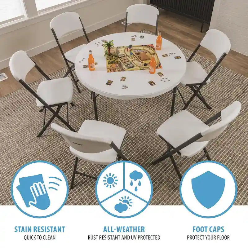 Lifetime 48 inch Round Nesting Table, Indoor/Outdoor Light Commercial Grade, White 8