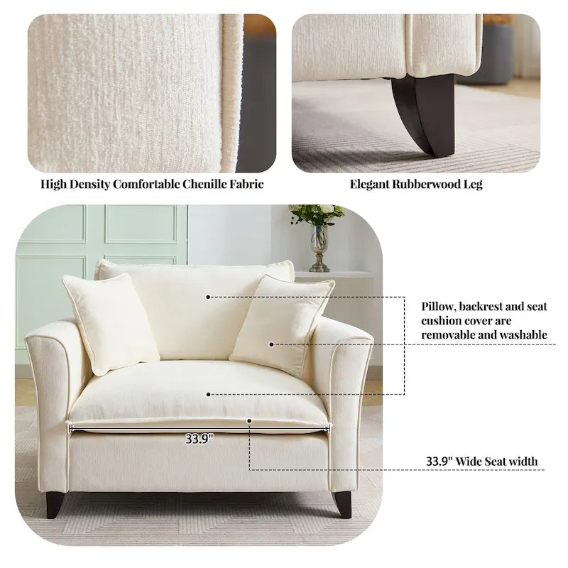 Oversized Chenille Fabric Armchair 16