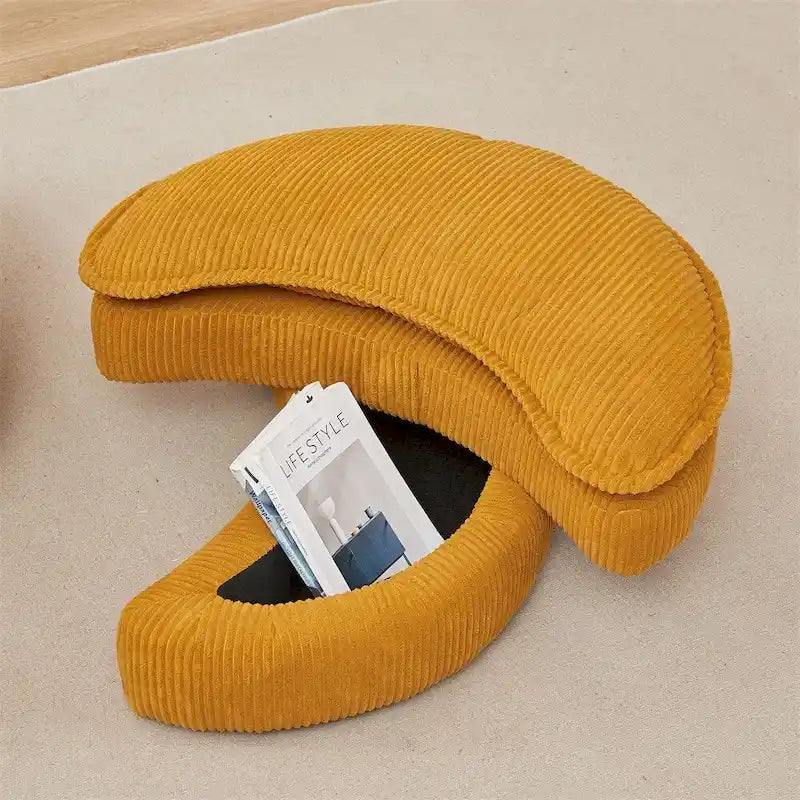 Oversized Swivel Chair with Moon Storage Ottoman with 4 Pillows 16