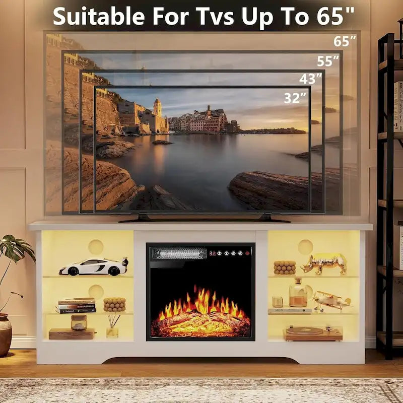 Bossin 58 Fireplace TV Stand with 18 Electric Fireplace,Modern Entertainment Center for 65 TVs,TV Console 35