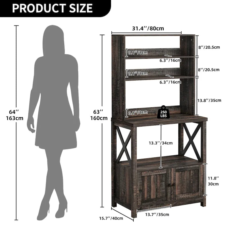 Moasis 5 Tier Kitchen Bakers Rack with Storage Shelves Microwave Oven Stand Kitchen Shelf Organizer 15