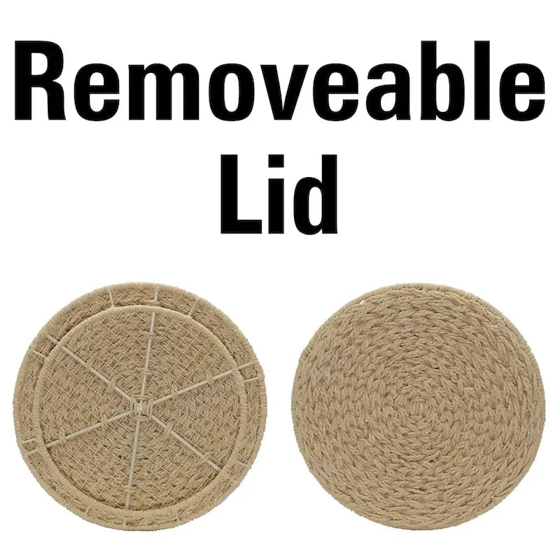 Household Essentials Handwoven Barrel Wicker Storage Basket Side Table - 17.0L x 17.0W x 19.0H 23