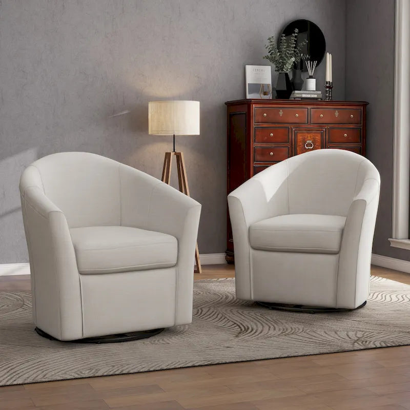 Set of 2 Modern Upholstered Swivel Barrel Chair Living Room Accent Chair 6