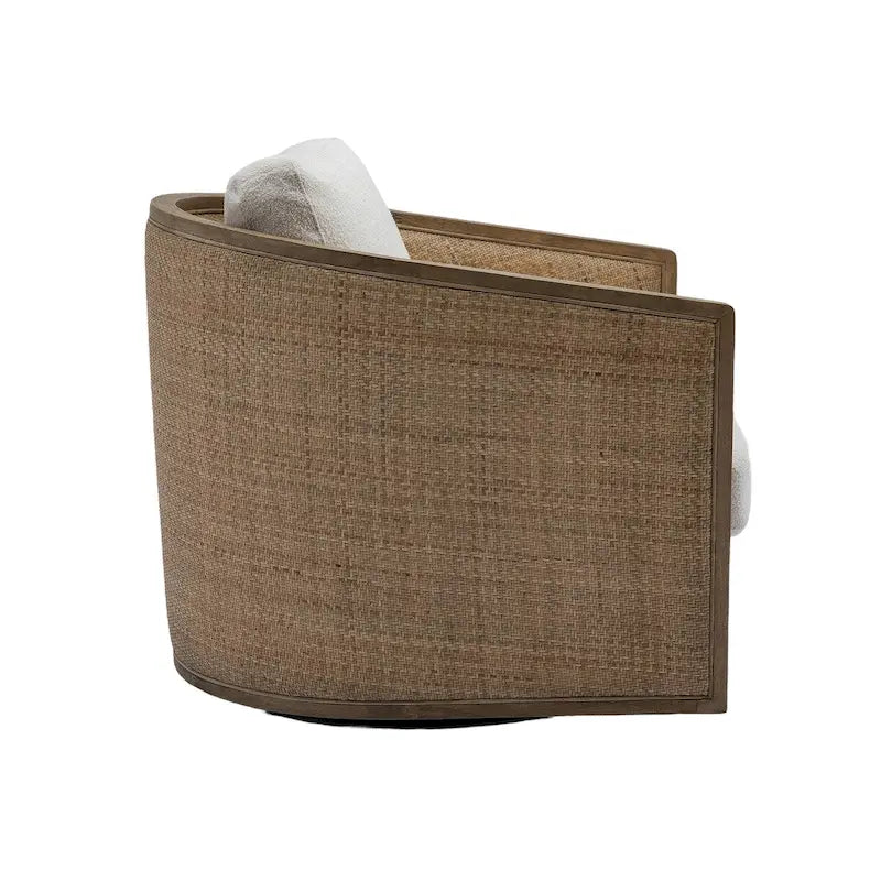 Poltrona a botte girevole, comoda poltrona rotonda d'accento, poltrona club a botte girevole a 360 gradi, poltrona relax con struttura in rattan intrecciato 12
